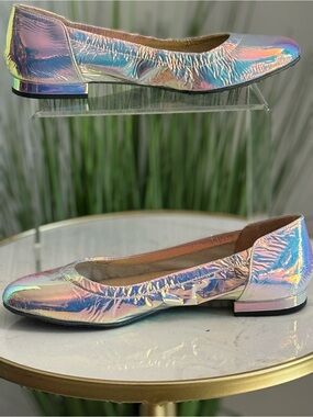 Jon Joseph Iridescent Metallic Ballet Flats - Women's Shiny Slip-On Shoe NIB